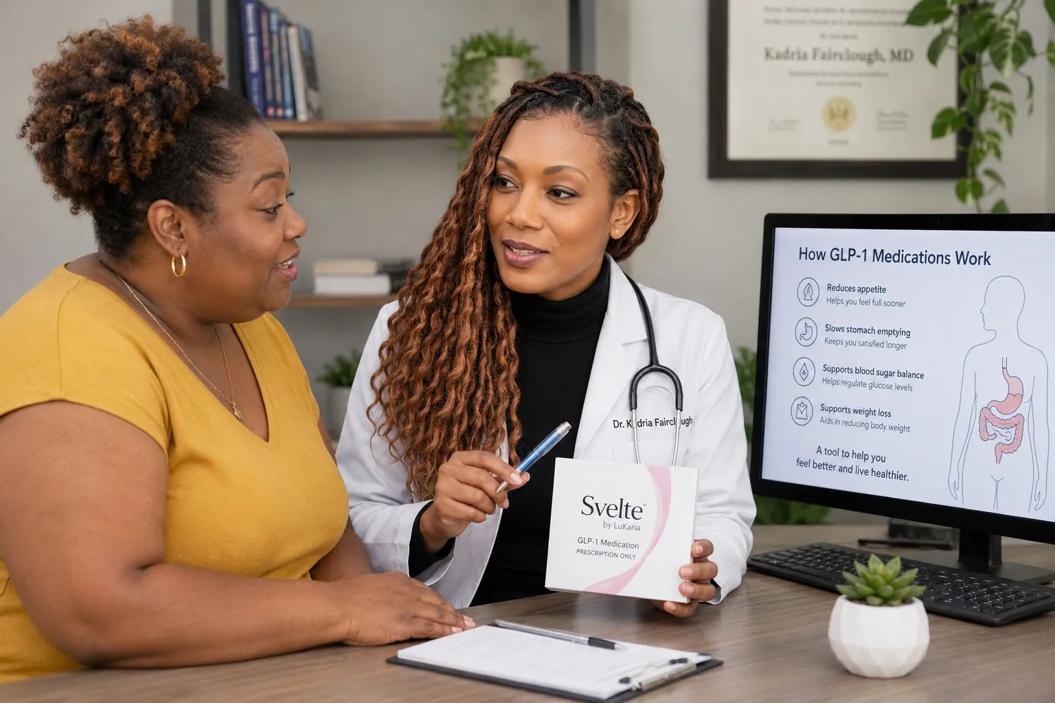 Doctor explaining medical information to a patient during a consultation