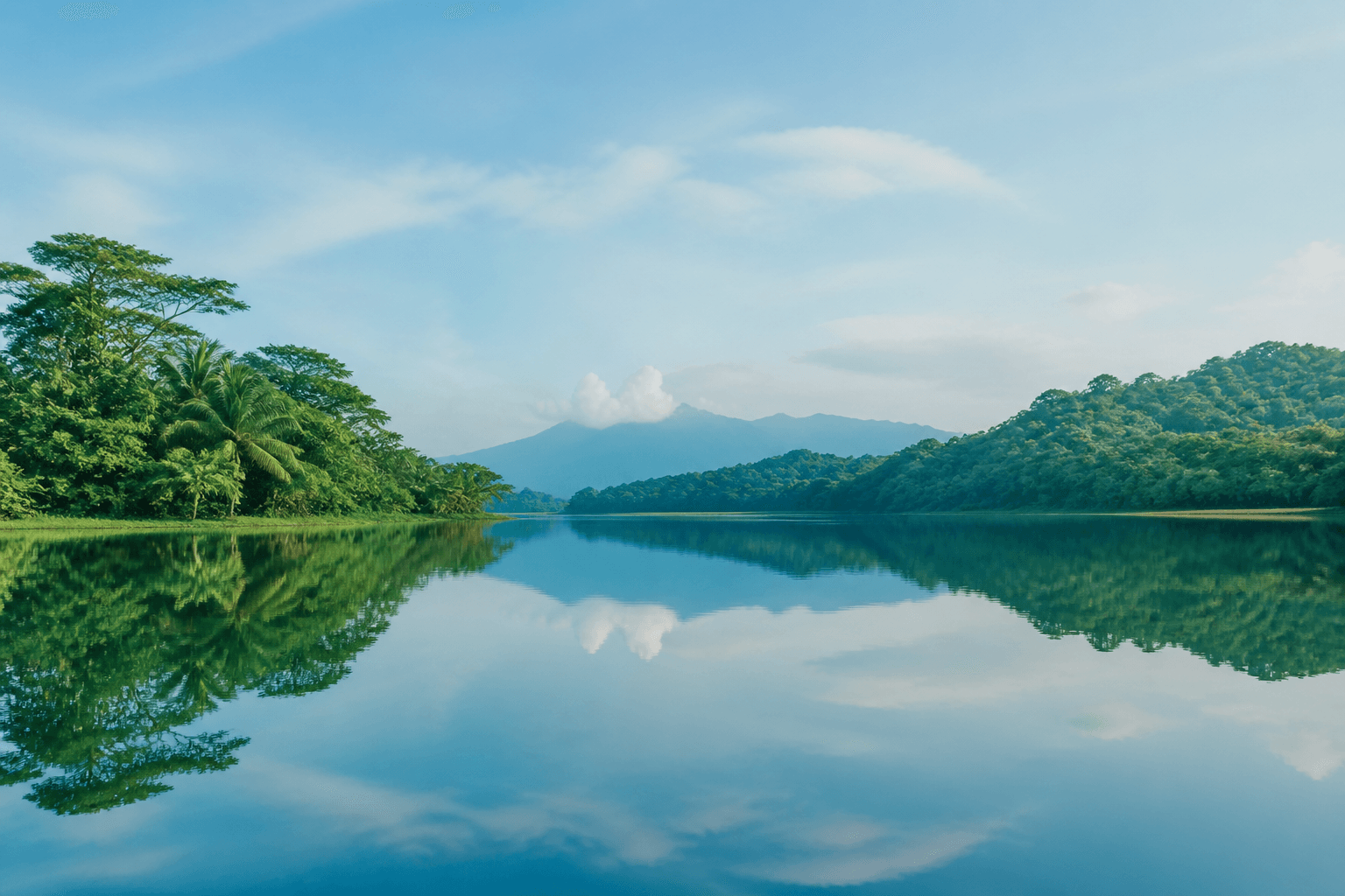 Still lake reflecting a soft sky, representing calm and relief from anxiety